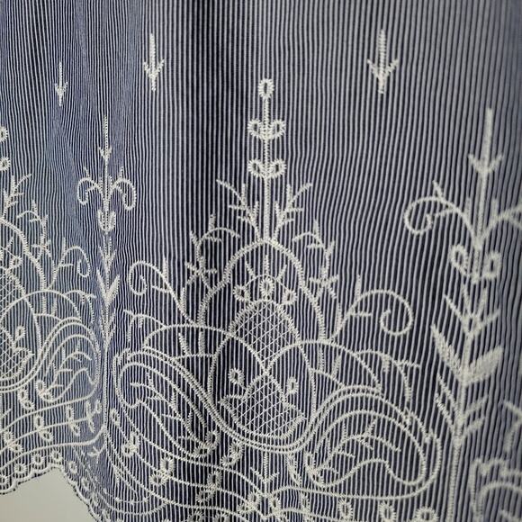 J.Crew Blue Striped Embroidered Boho Top Size XL Cotton Blend Bell Sleeve - Picture 7 of 11